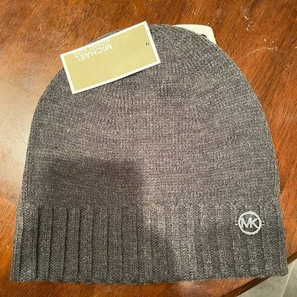 Michael Kors Classic Gray Hat Michael Kors MK Logo Signature Hat White MK Gray Logo Print  main image 4